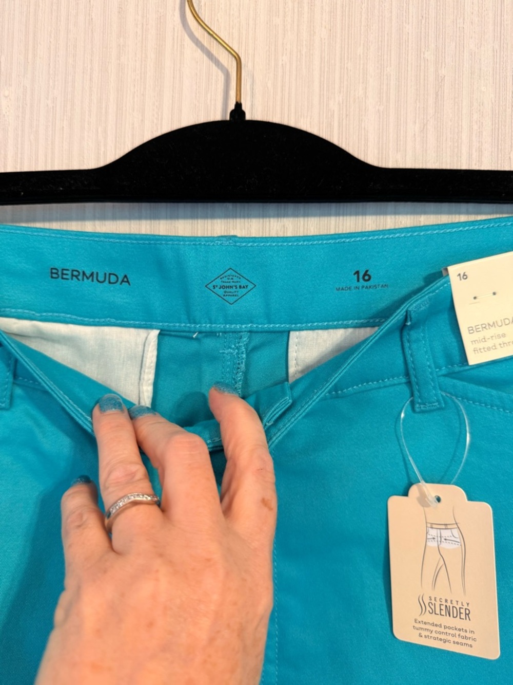 St. John's Bay Teal Bermuda Shorts - Picture 4 of 5